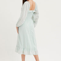Green Midi Dress Long Sleeve Evening