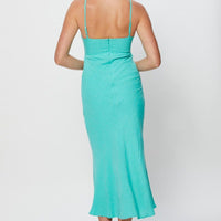 Green Twist Front Dress Sleeveless Midi