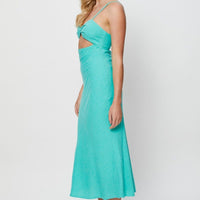 Green Twist Front Dress Sleeveless Midi