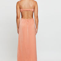 Orange Midi Dress Evening Cowl Neck