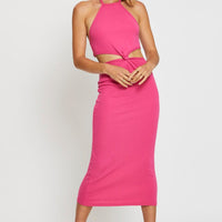 Pink Midi Dress Sleeveless