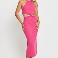Pink Midi Dress Sleeveless