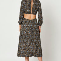 Print Long Sleeve Cut Out Dress