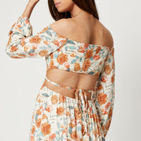 Print Long Sleeve Cut Out Dress