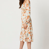 Print Long Sleeve Cut Out Dress