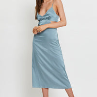 Blue Midi Dress Satin