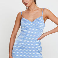 Polka Dot Midi Dress Sleeveless Evening