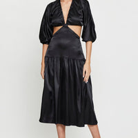 Black Midi Dress Short Sleeve