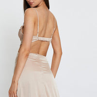 Beige Midi Dress Satin