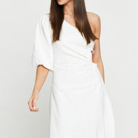 White Midi Dress One Shoulder