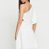 White Midi Dress One Shoulder