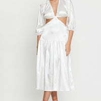 White Midi Dress Short Sleeve