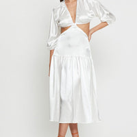 White Midi Dress Short Sleeve