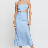 Blue Midi Dress Satin