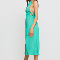 Green Midi Dress Sleeveless Front Split