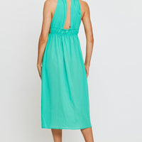 Green Midi Dress Sleeveless Front Split