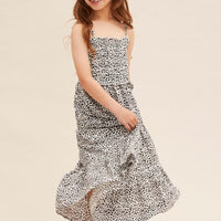 Print Kids Midi Dress Singlet Tiered