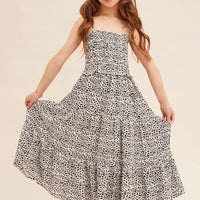 Print Kids Midi Dress Singlet Tiered