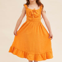 Yellow Kids Gathering Bust Midi Dress