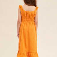 Yellow Kids Gathering Bust Midi Dress