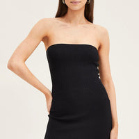 Black Bandeau Knit Midi Dress