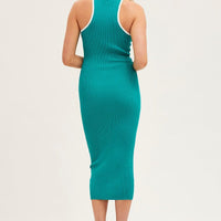 Green Racer Knit Midi Dress