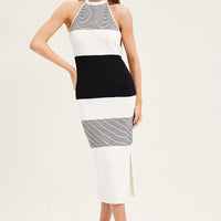 Multi Halter Knit Midi Dress