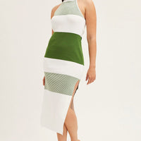 Multi Halter Knit Midi Dress