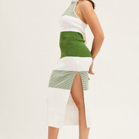 Multi Halter Knit Midi Dress