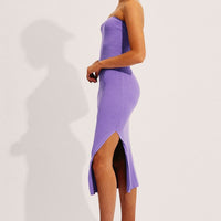 Purple Bandeau Knit Midi Dress