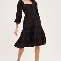 Black Ruffle Midi Dress