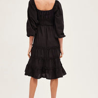 Black Ruffle Midi Dress