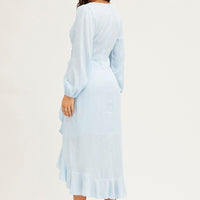 Blue Wrap Midi Dress