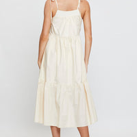 Beige Midi Dress Sleeveless Tie Shoulder