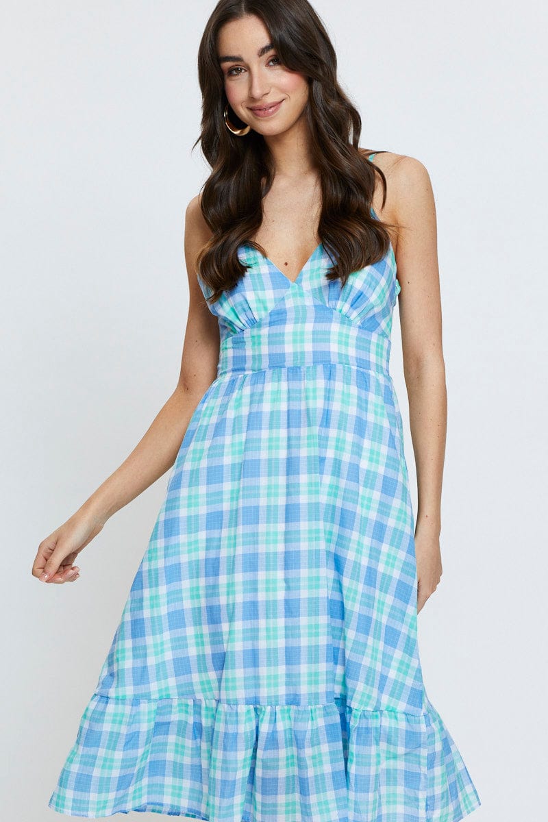 Check Midi Dress Sleeveless