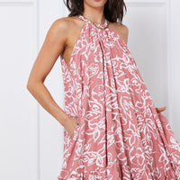 Print Midi Dress Halter Neck