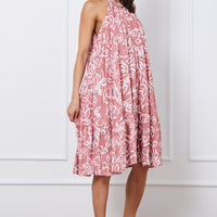 Print Midi Dress Halter Neck