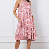 Print Midi Dress Halter Neck