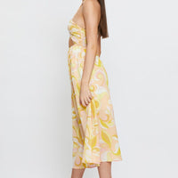 Abstract Print Maxi Dress Sleeveless Halter Neck