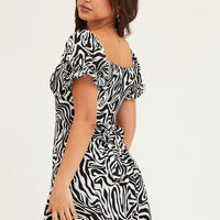 Print Midi Dress Short Sleeve Evening