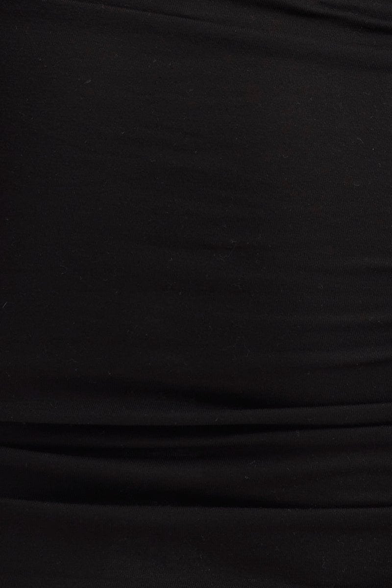 Black Bodycon Dress Long Sleeve Midi Ruched