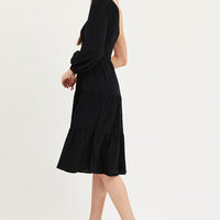 Black Dress One Shoulder Midi