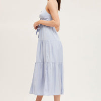 Blue Midi Dress Evening Satin