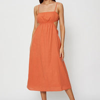 Brown Midi Dress Sleeveless