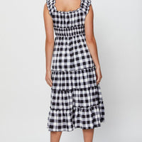 Check A Line Dress Sleeveless Midi