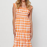 Check A Line Dress Sleeveless Midi