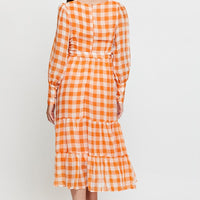 Check Dress Long Sleeve Maxi