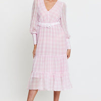 Check Dress Long Sleeve Maxi