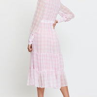 Check Dress Long Sleeve Maxi