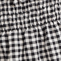 Check Dress Short Sleeve Midi Square Neck